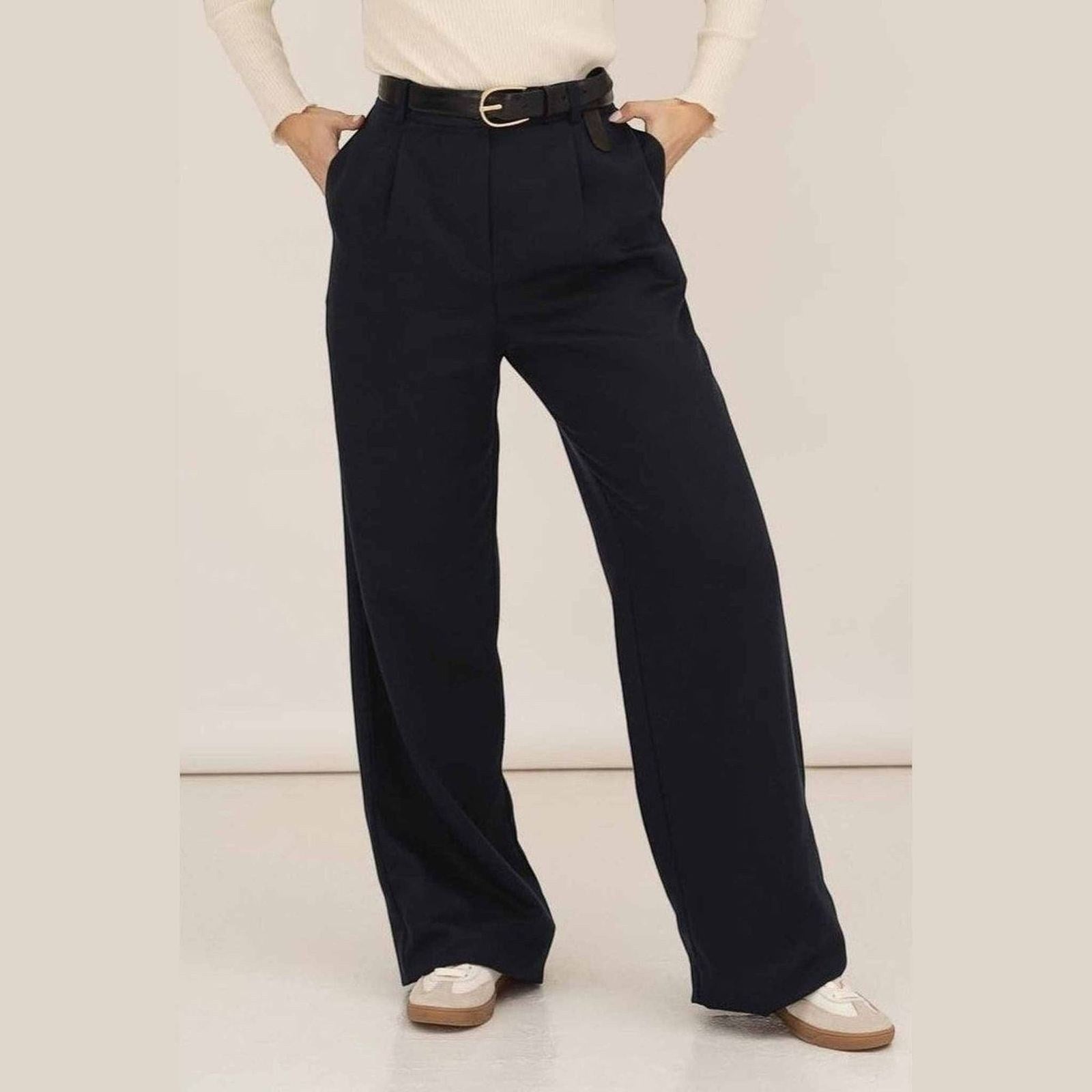 Women's navy wide-leg trousers