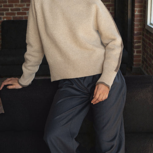 Women's Agnes Sweater in Beige — Naz Recycled Wool-Cashmere, Made in Portugal | Maison Sarava