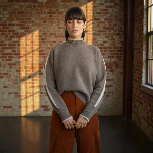 Women's Agnes Sweater in Brown — Naz Recycled Wool-Cashmere, Made in Portugal | Maison Sarava