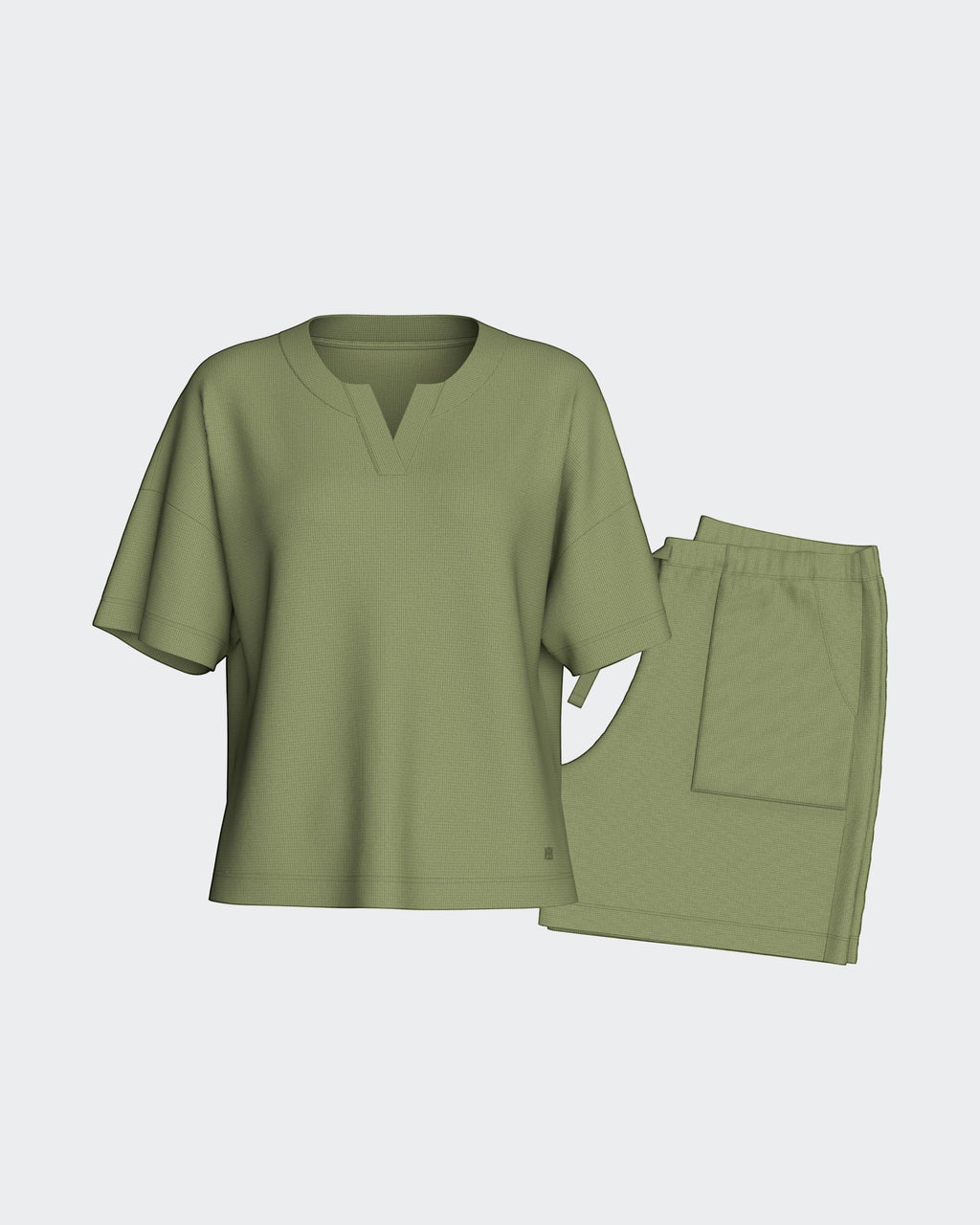 Women's Modal Short-Sleeve Loungewear Set All Green | Maison Sarava Canada