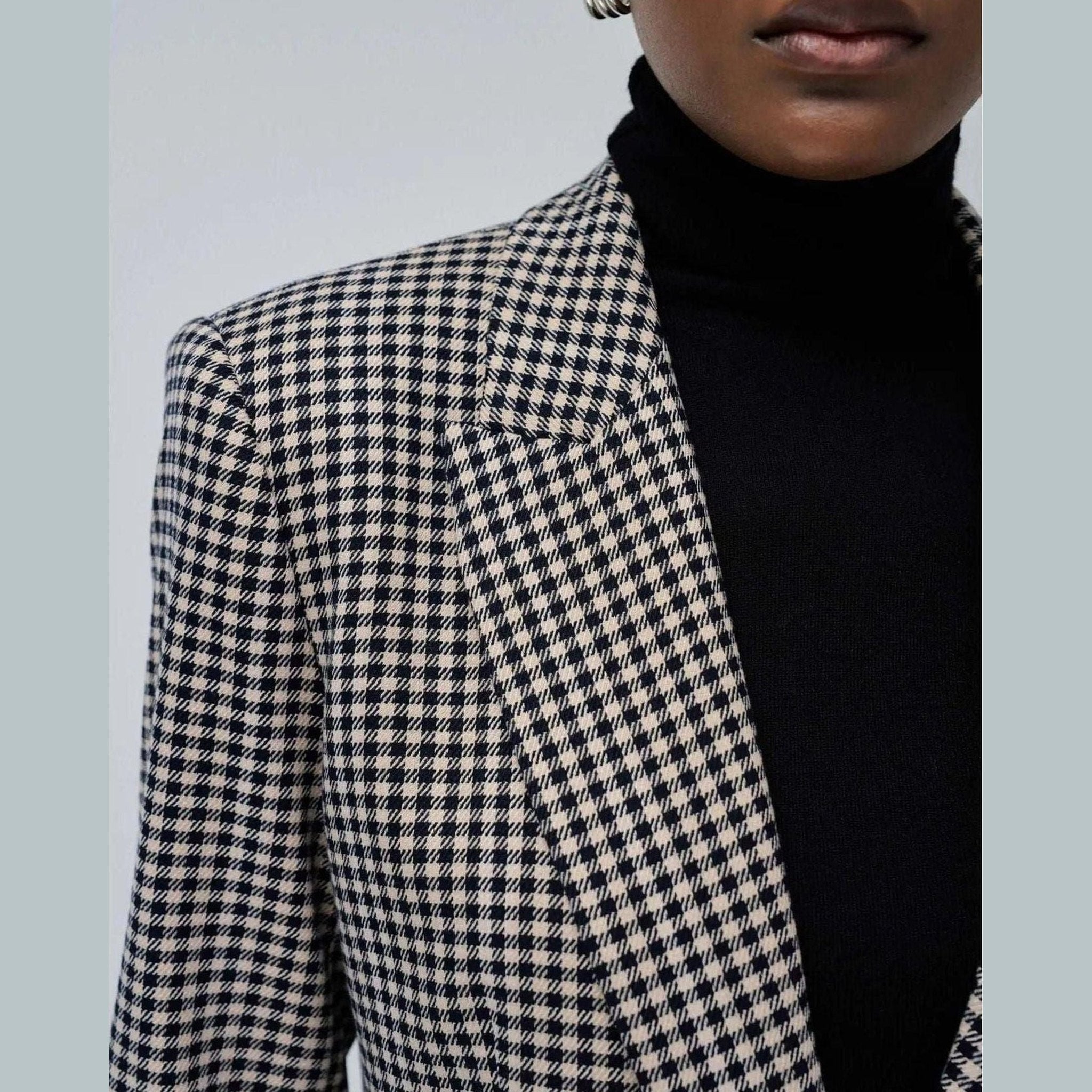 Women's Wool Checkered Blazer — Salsa Jeans, Made in Portugal | Maison Sarava Canada