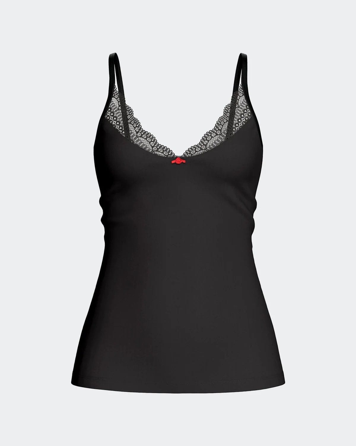 Women's Black Lace Trim Tank Top | Maison Sarava