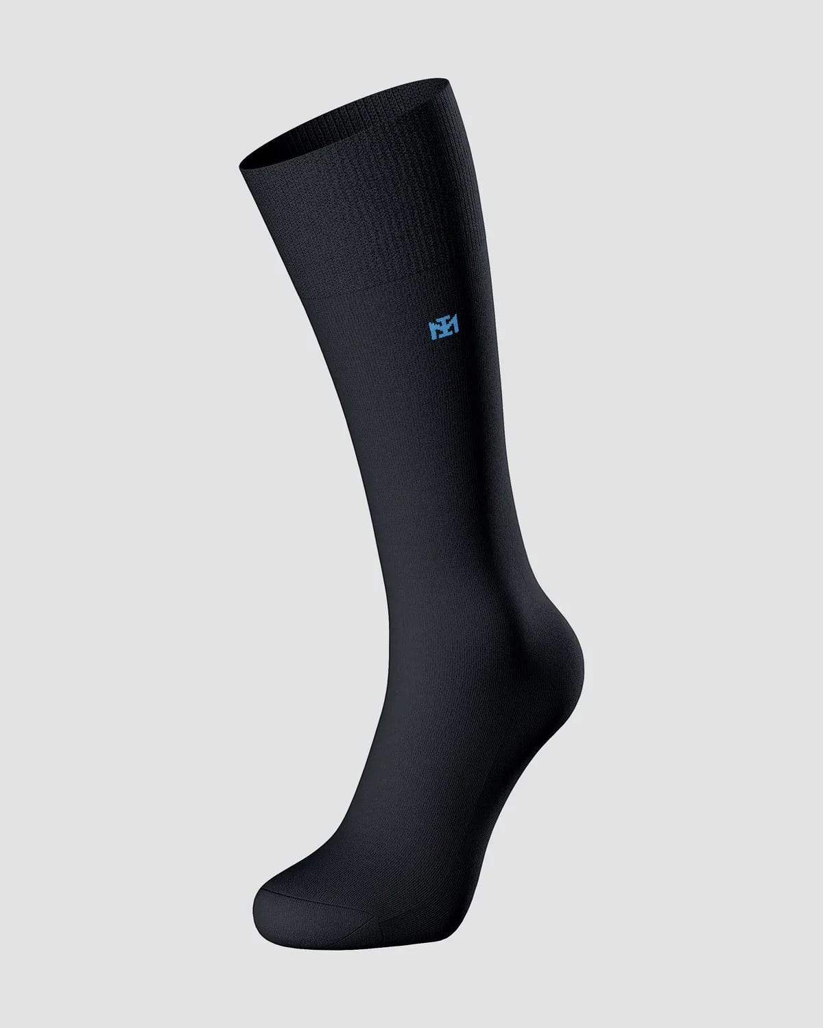 Maison Sarava dark navy blue cotton blend socks with embroidered logo detail. One size 40/46.