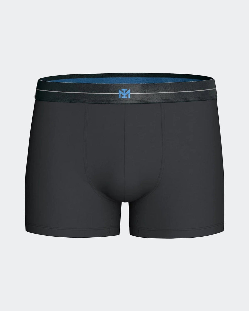 Maison Sarava men's dark grey cotton boxer briefs with elasticated waistband and blue logo detail.