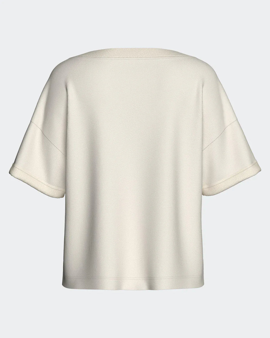 Maison Sarava women's white short-sleeve loungewear set with shorts in soft modal, front view.