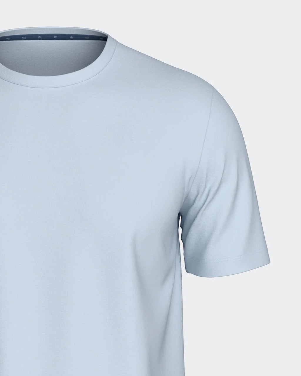 Maison Sarava light blue 100% cotton short sleeve t-shirt with round neckline, part of a lounge set.
