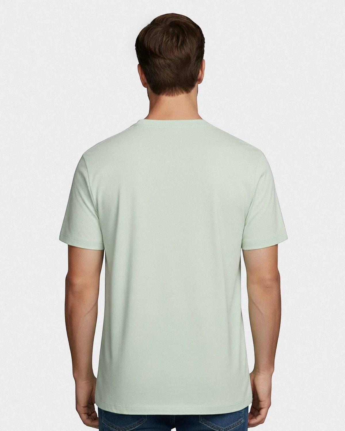 Maison Sarava men's light green cotton t-shirt with round neckline and short sleeves. Made in Portugal.