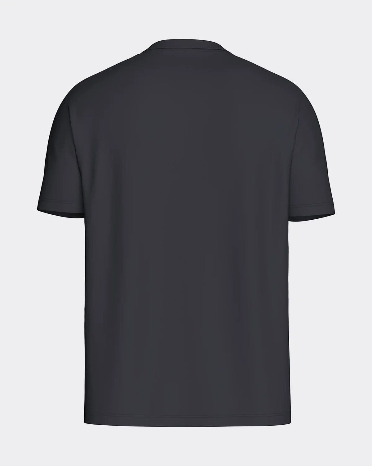 Maison Sarava men's dark grey cotton t-shirt with round neck and short sleeves. Plain design with subtle chest embroidery.