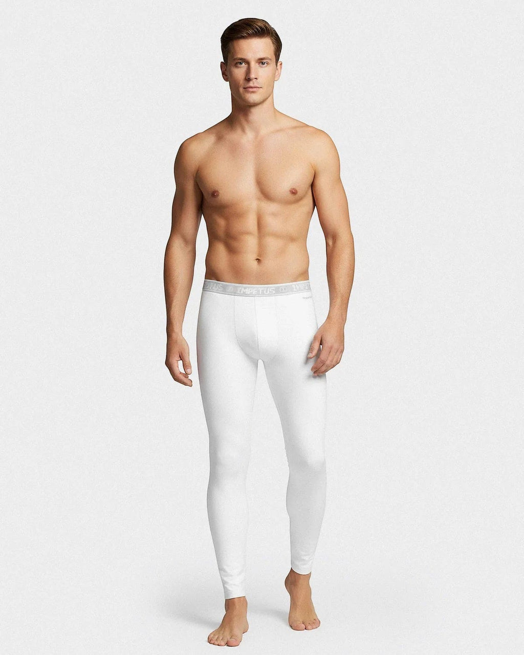 Maison Sarava white men's thermal leggings made from cotton and viscose with Outlast technology for heat regulation.