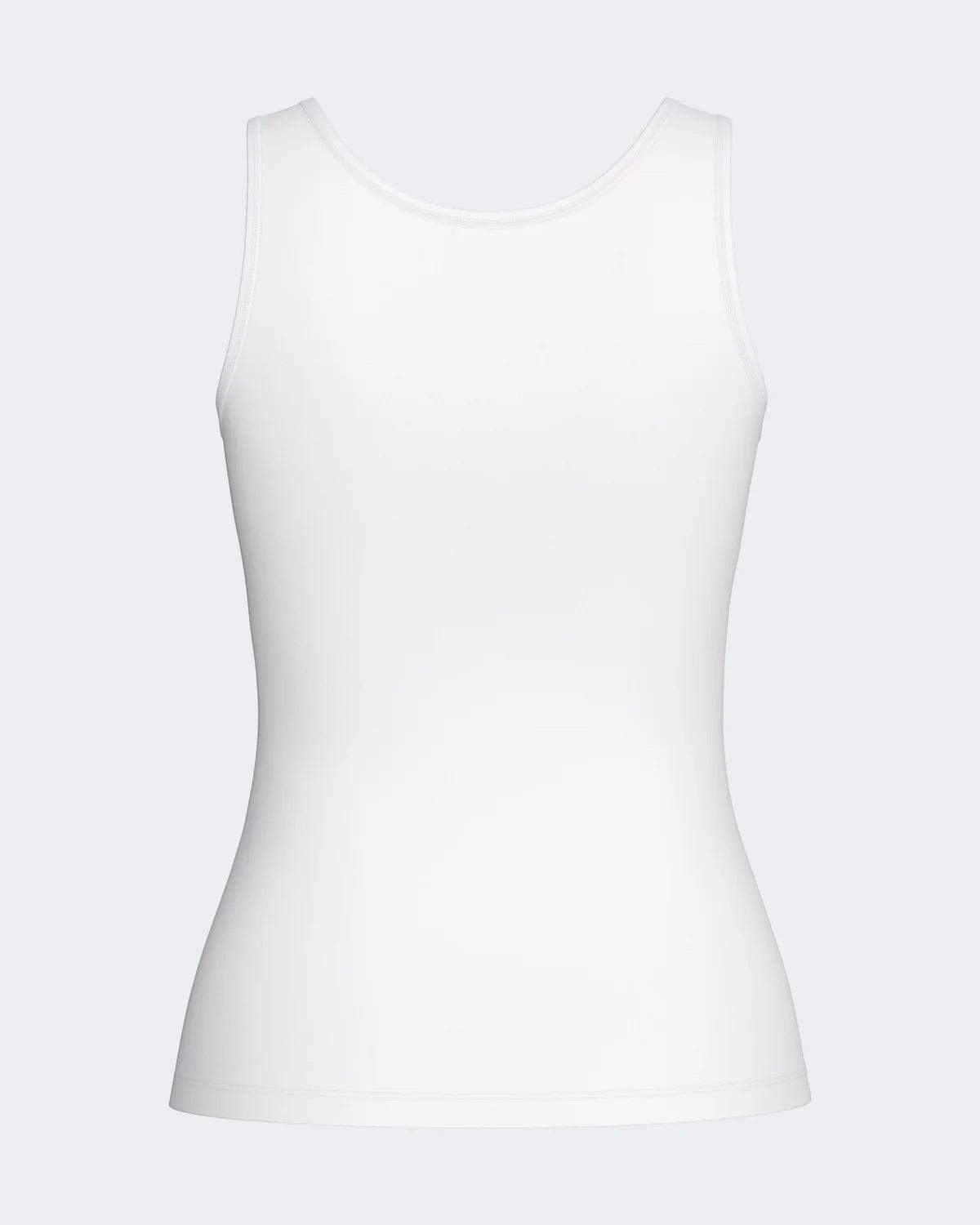 Maison Sarava white women's tank top made from cotton, viscose, and Outlast® Adaptive Comfort® for heat regulation.