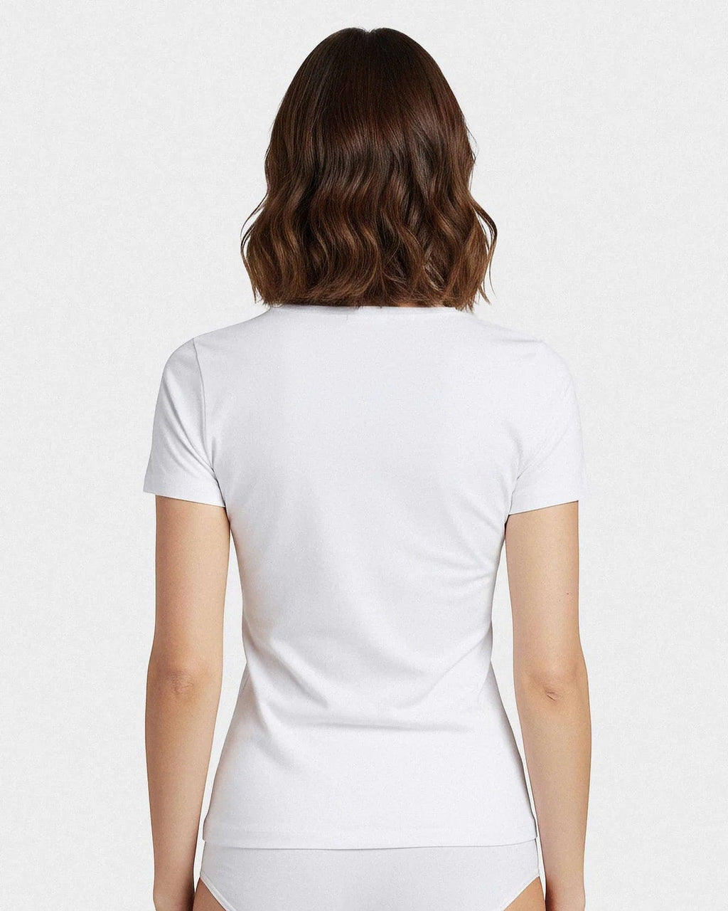 Maison Sarava white V-neck t-shirt made from a cotton and viscose blend with Outlast® technology for temperature regulation.