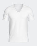 Maison Sarava white V-neck t-shirt made from cotton and viscose with Outlast® Adaptive Comfort® technology for temperature regulation.