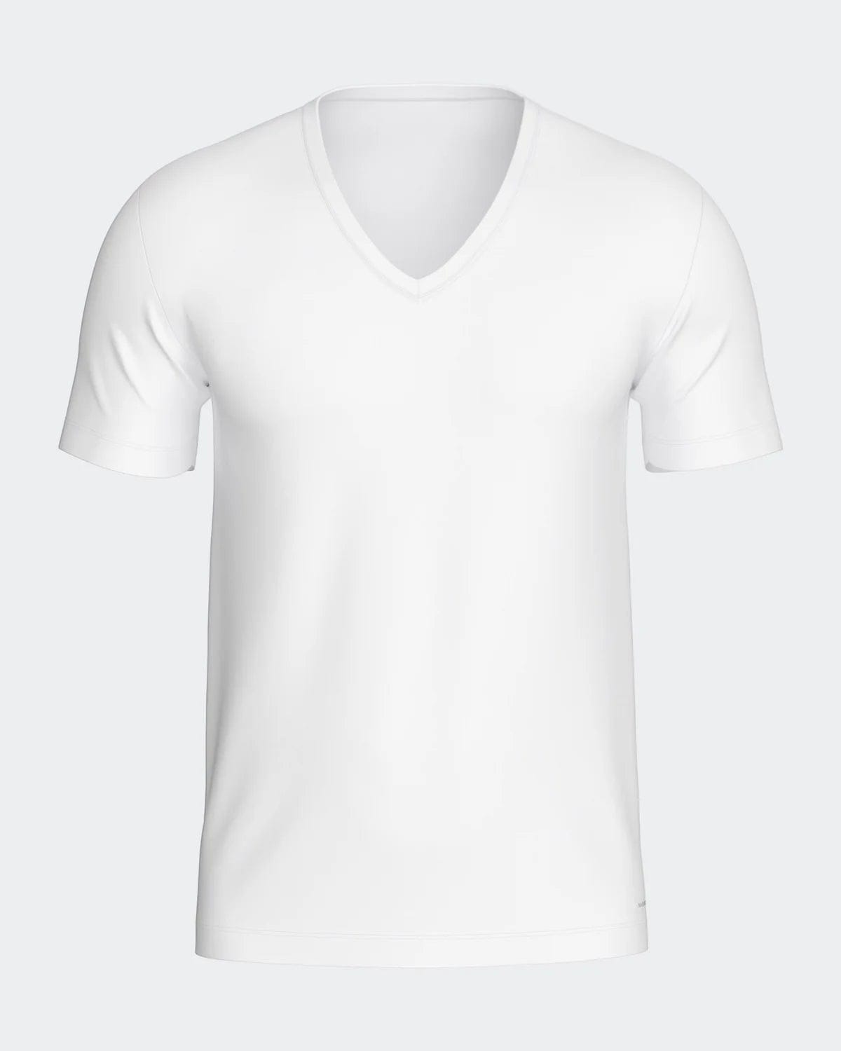 Maison Sarava white V-neck t-shirt made from cotton and viscose with Outlast® Adaptive Comfort® technology for temperature regulation.