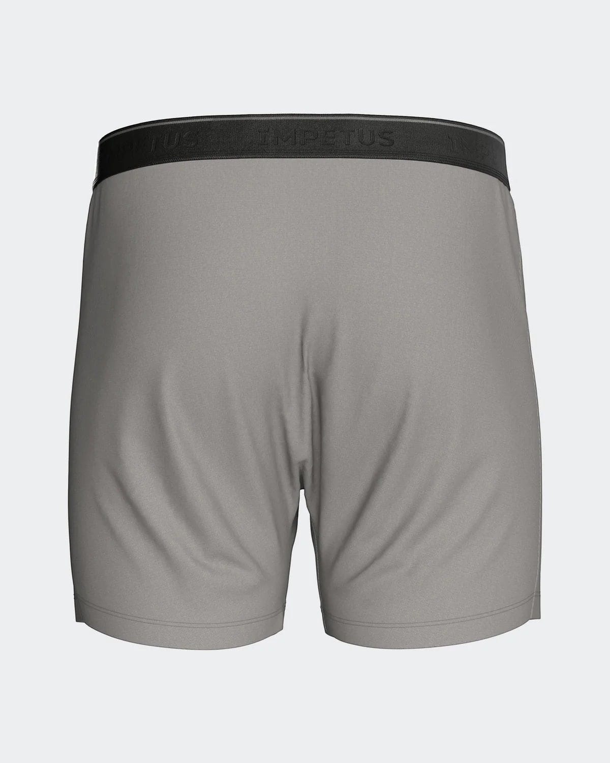 Maison Sarava grey classic boxer briefs with black branded elastic waistband and functional button fly.