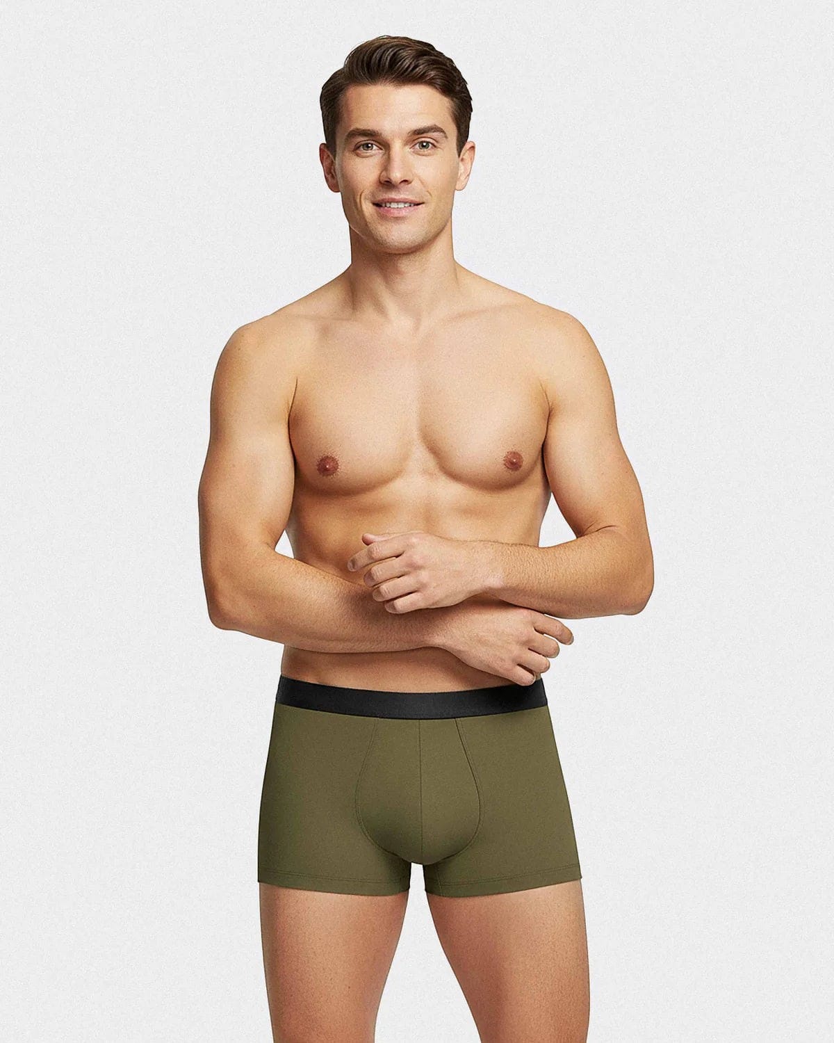 Maison Sarava men's olive green lyocell boxers with black elastic waistband. Pack of 2.