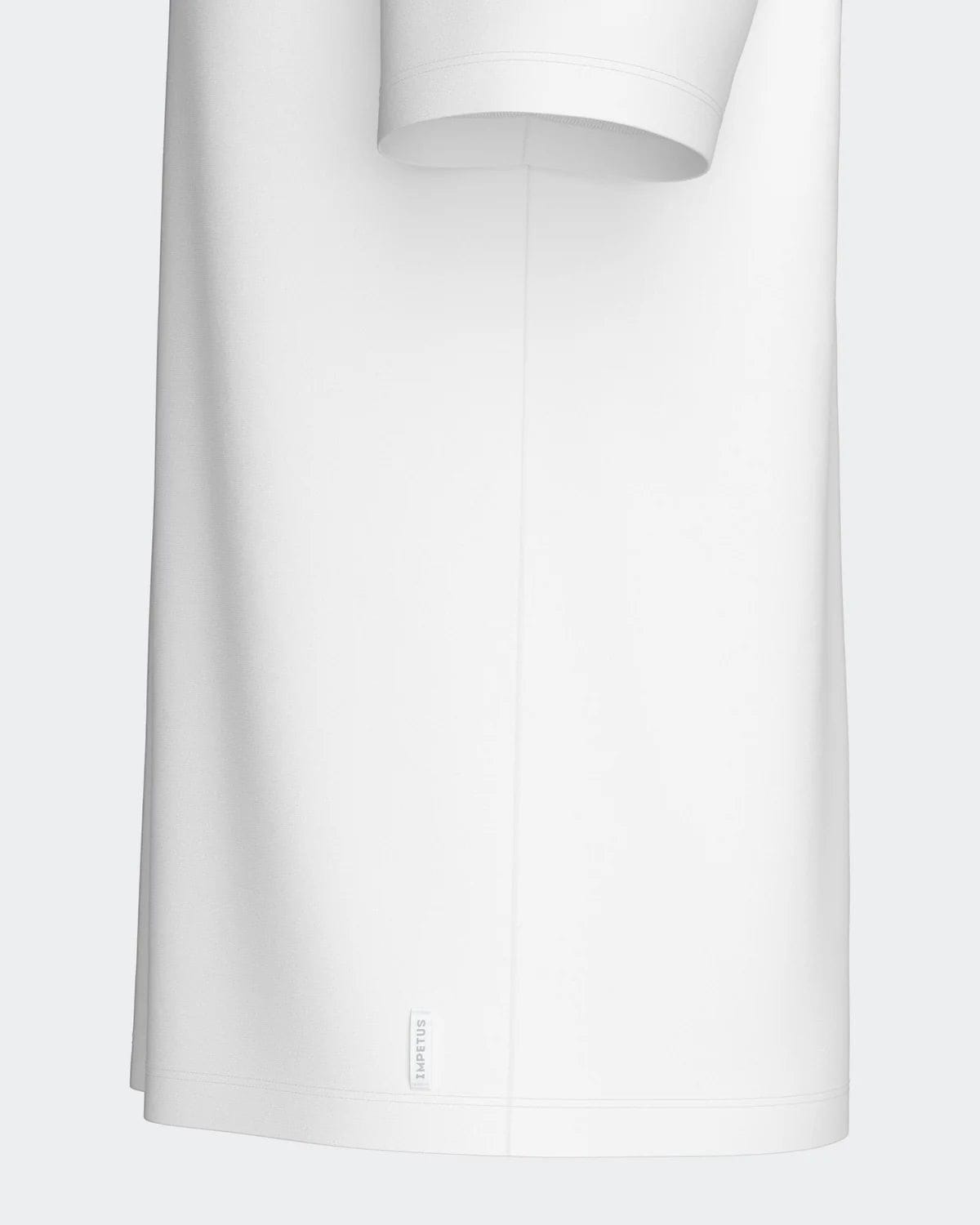 Maison Sarava white cotton crew neck t-shirt with a subtle branded tag on the hem.