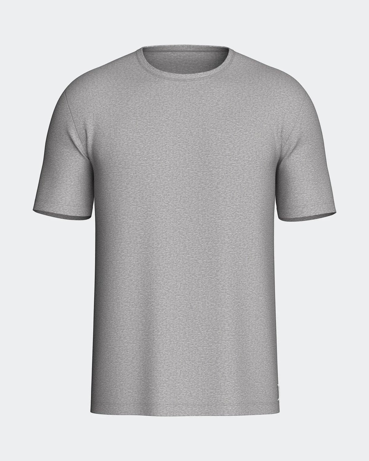 Maison Sarava grey marl cotton crew neck t-shirt with short sleeves and a classic fit.