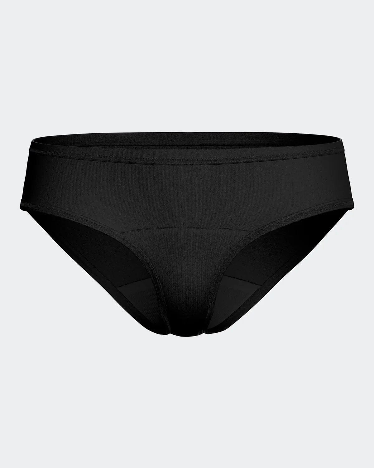 Maison Sarava black regular-waist period underwear for light flow, washable and reusable.