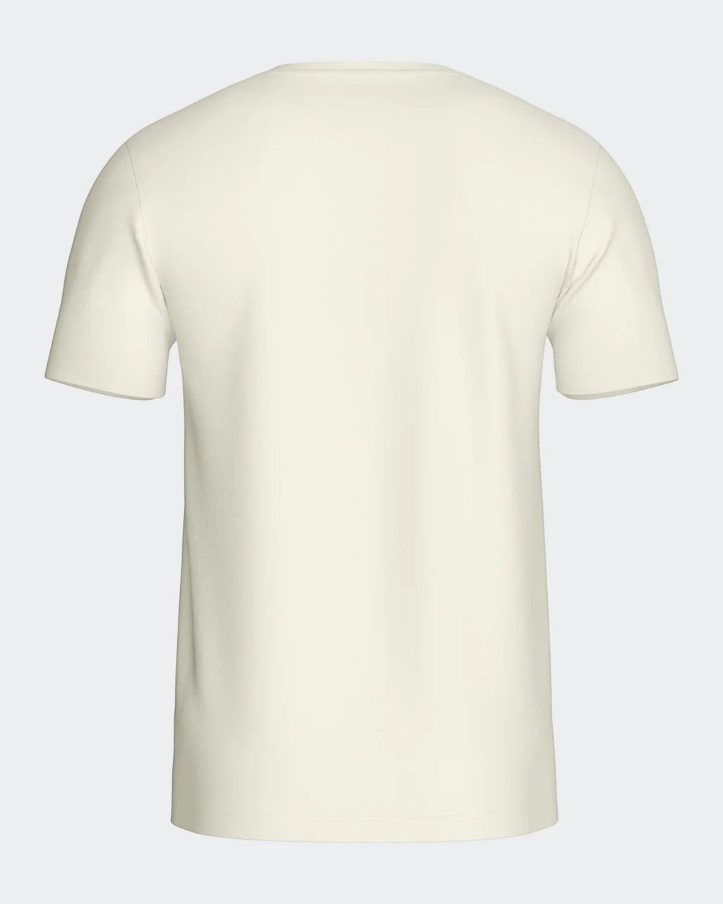 Maison Sarava men's short-sleeved cream wool t-shirt with round neck. Made from Merino wool and Lyocell.