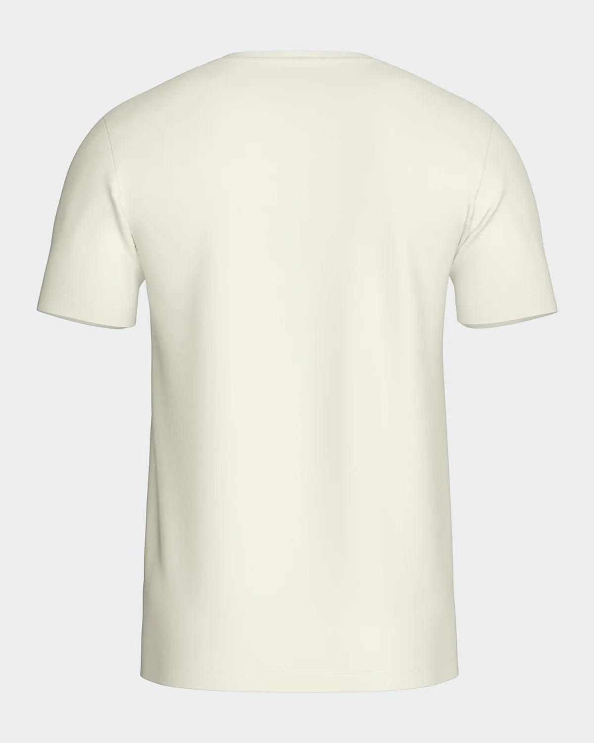 Maison Sarava men's short-sleeved cream wool t-shirt with round neck. Made from Merino wool and Lyocell.