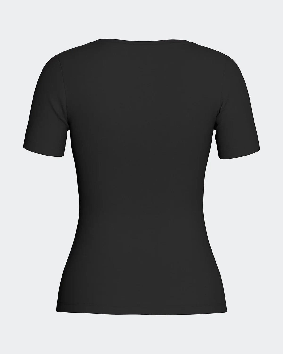 Maison Sarava black short sleeve V-neck t-shirt made from premium wool and Lyocell.