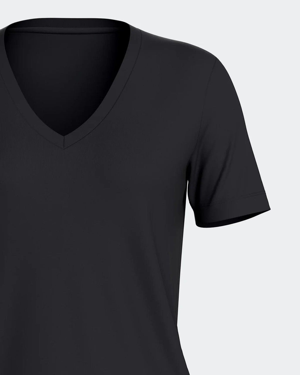 Maison Sarava women's black V-neck T-shirt made from soft, breathable TENCEL Lyocell.