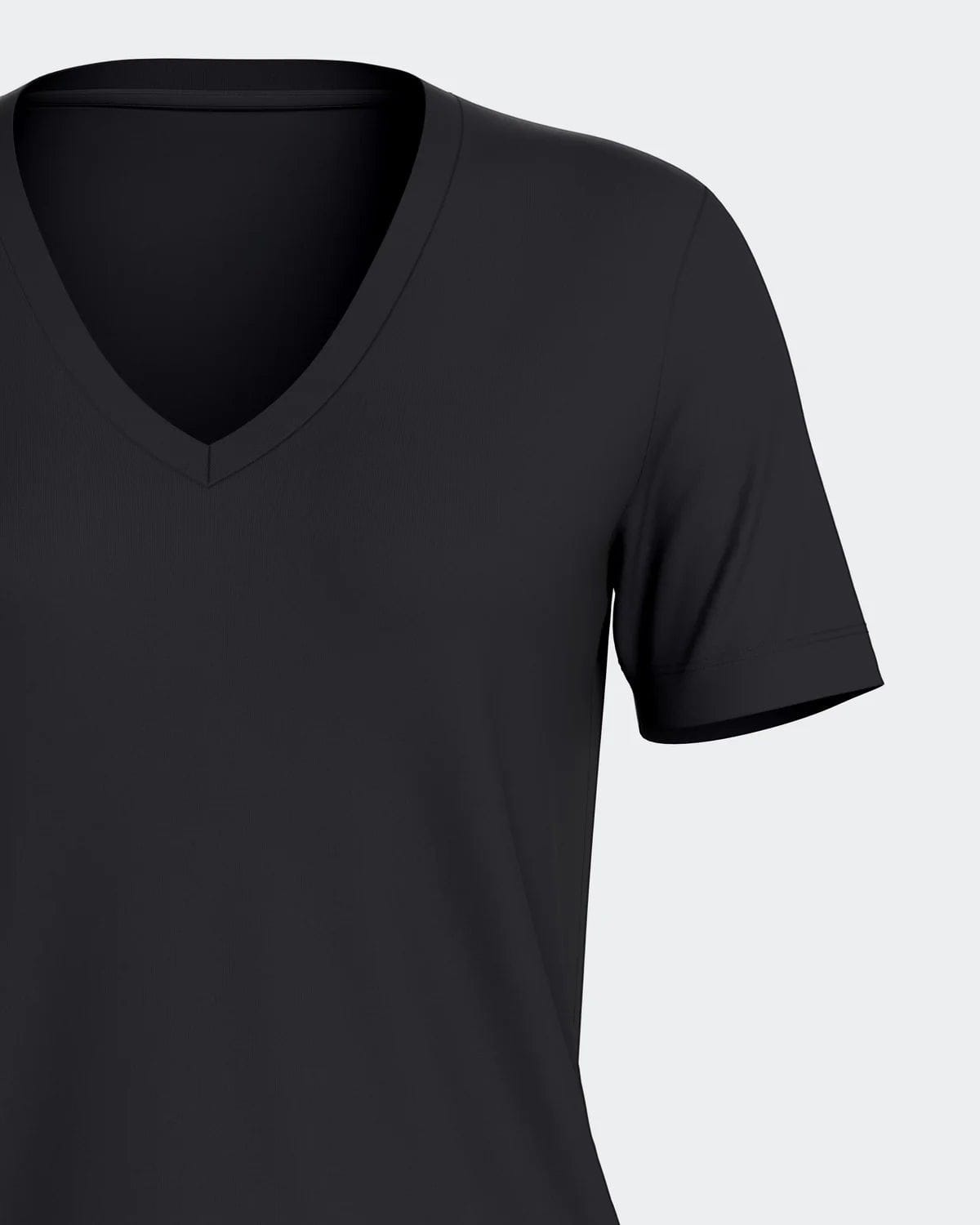 Maison Sarava women's black V-neck T-shirt made from soft, breathable TENCEL Lyocell.