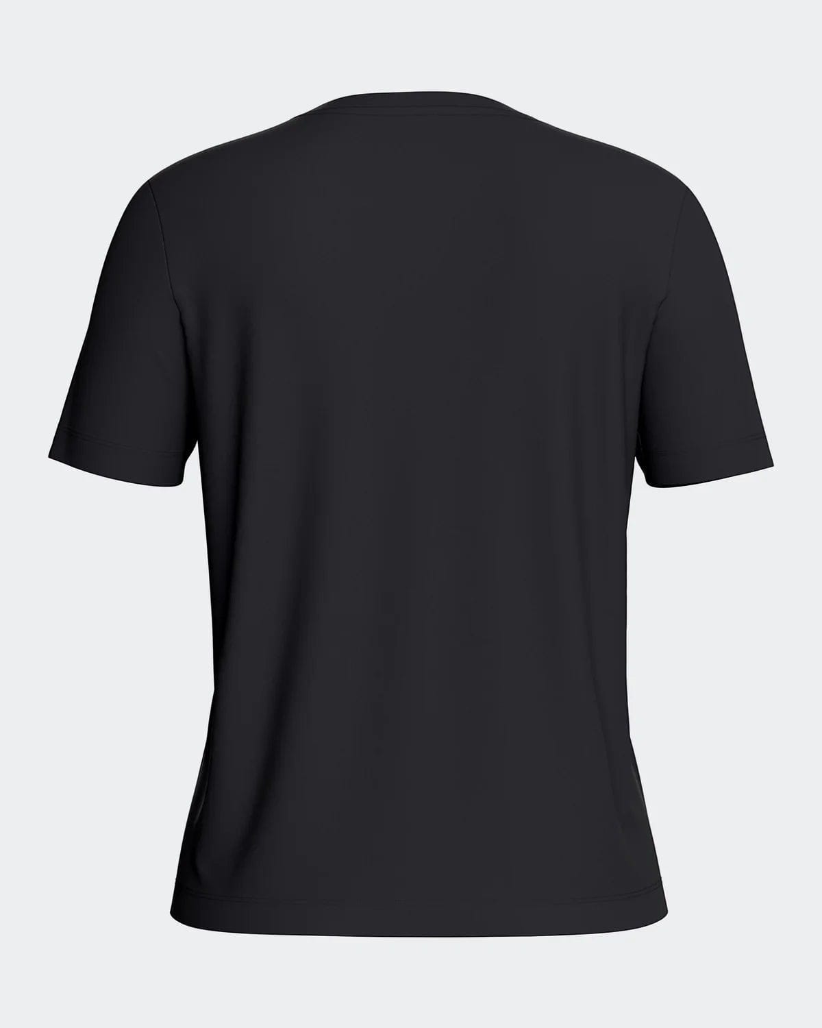 Maison Sarava women's black V-neck T-shirt made from soft, breathable TENCEL Lyocell. Short sleeves, comfortable fit.