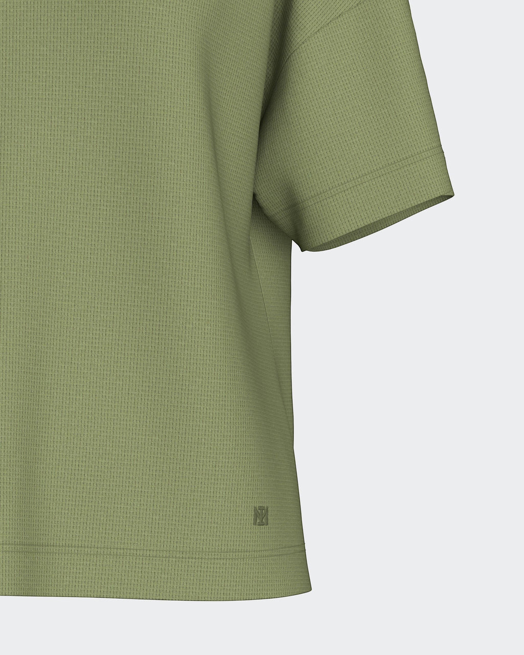 Maison Sarava women's relaxed fit olive green textured knit short-sleeve top made of TENCEL™ Modal and elastane.