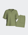 Women's Modal Short-Sleeve Loungewear Set All Green | Maison Sarava Canada