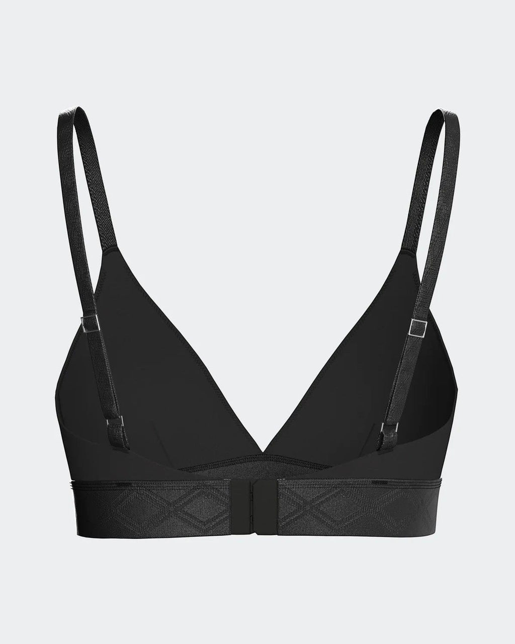 Maison Sarava black Lyocell triangular bra with adjustable satin straps and a reinforced satin elasticated band.