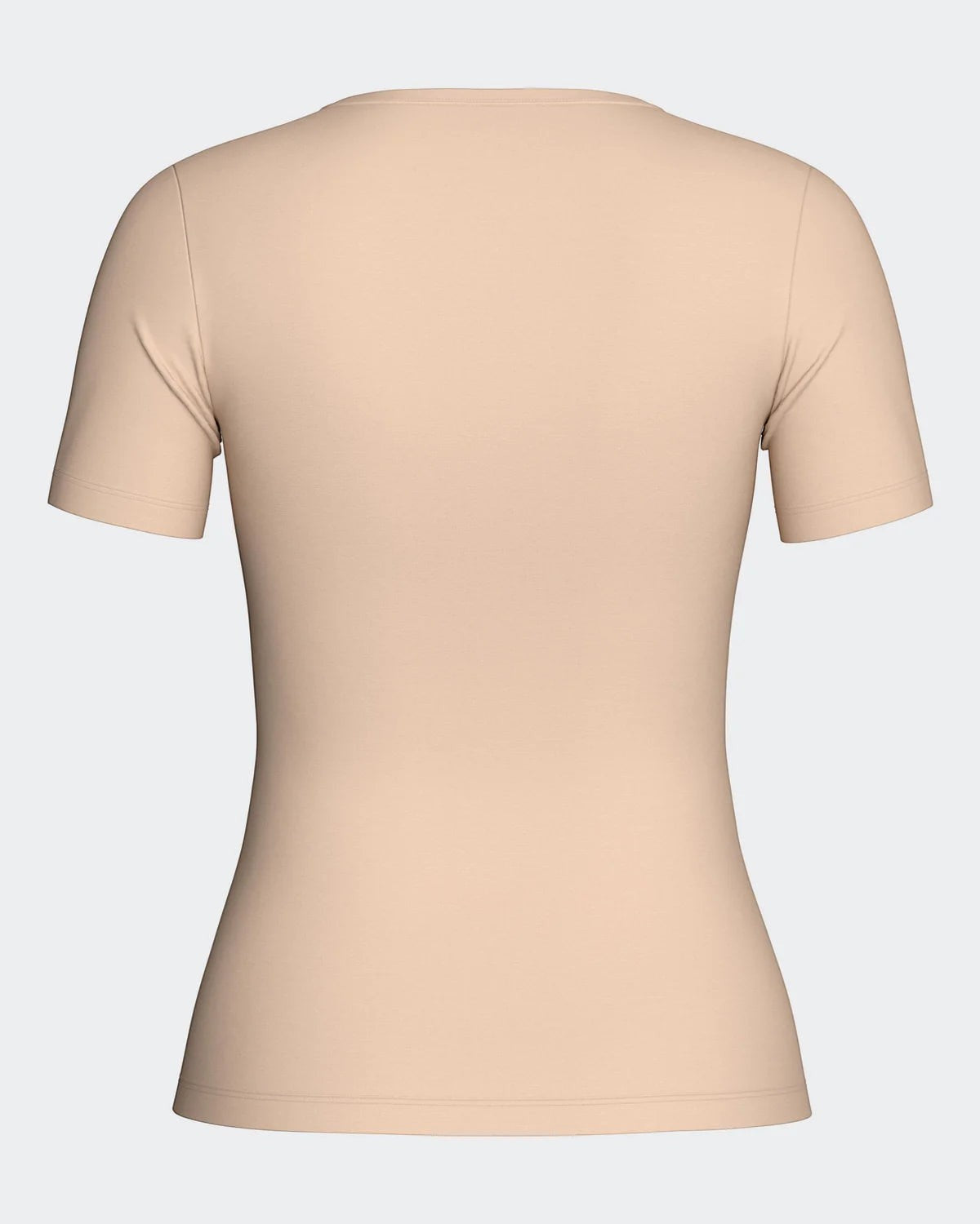 Maison Sarava women's beige V-neck t-shirt made from cotton and viscose with Outlast® technology for temperature regulation.
