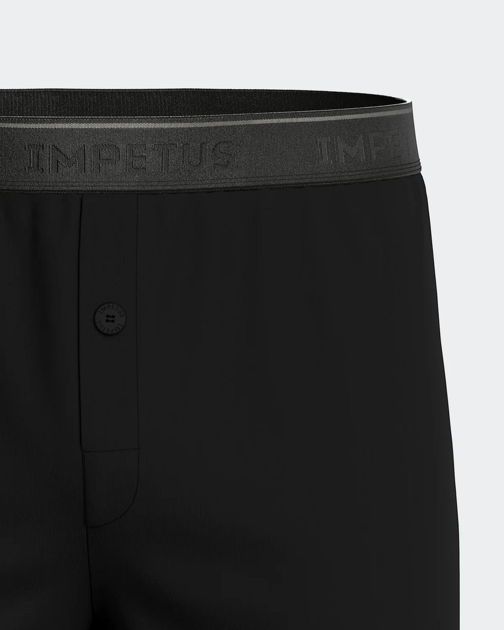 Maison Sarava black classic boxer briefs with elastic waistband and button fly.