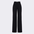 Maison Sarava black high-waist trousers with straight fit, two front patch pockets and A-design stitching on back pockets.
