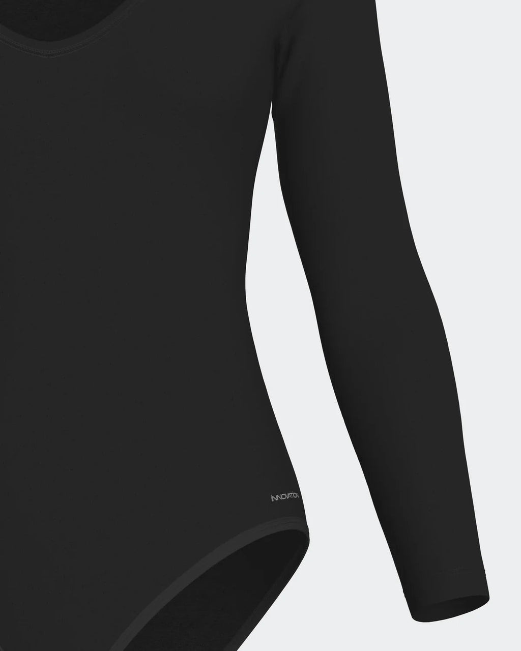 Maison Sarava black long sleeve V-neck bodysuit made from soft, breathable fabric for a smooth feel.