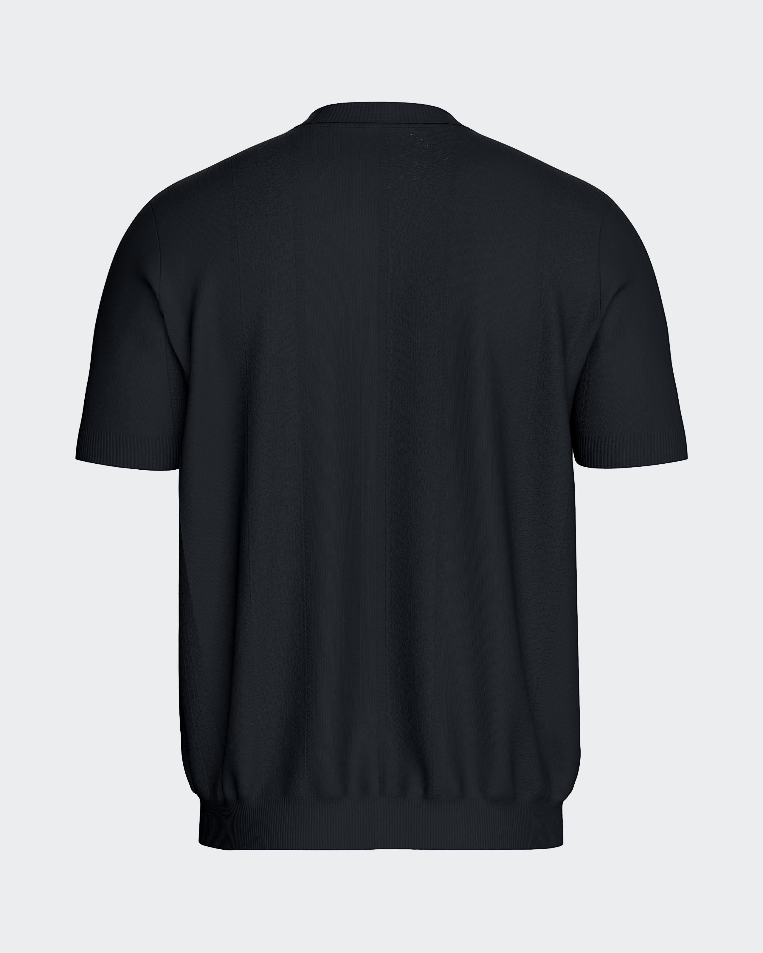 Maison Sarava men's black short-sleeved t-shirt in Lyocell Cotton with a round neckline and ribbed hem.
