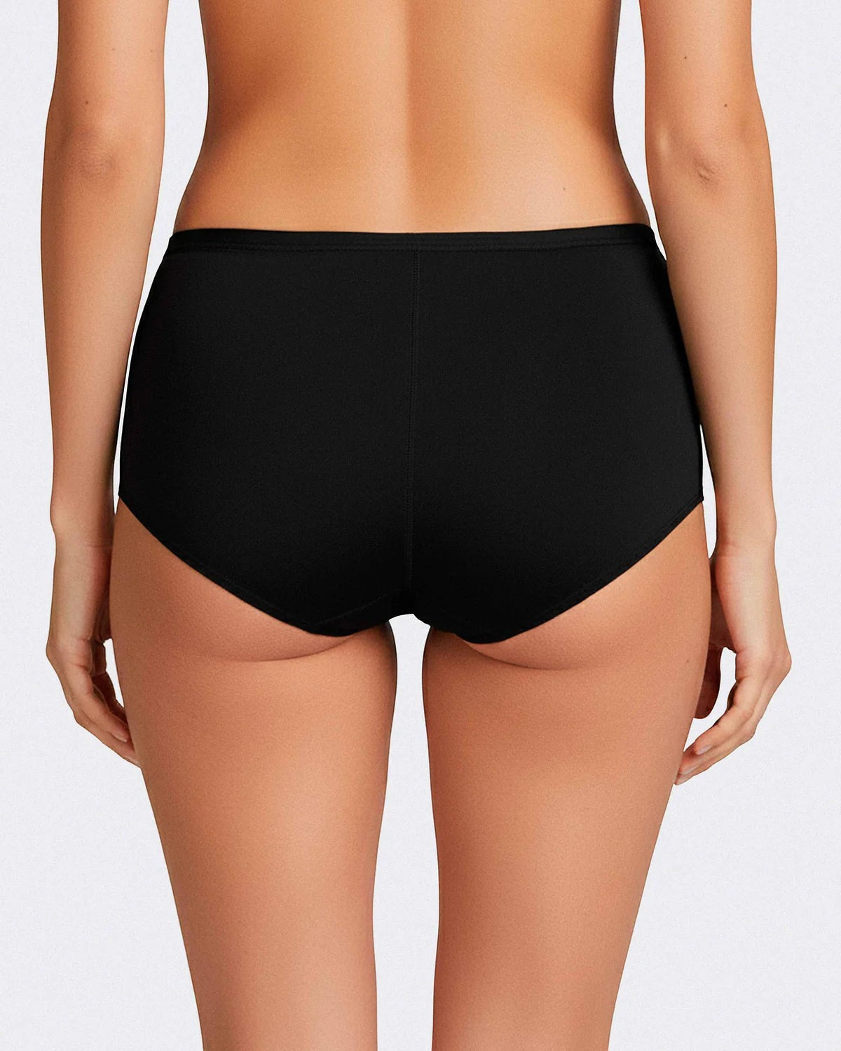 Maison Sarava black hipster brief underwear with lace trim and a red bow detail, made from TENCEL™ Lyocell.