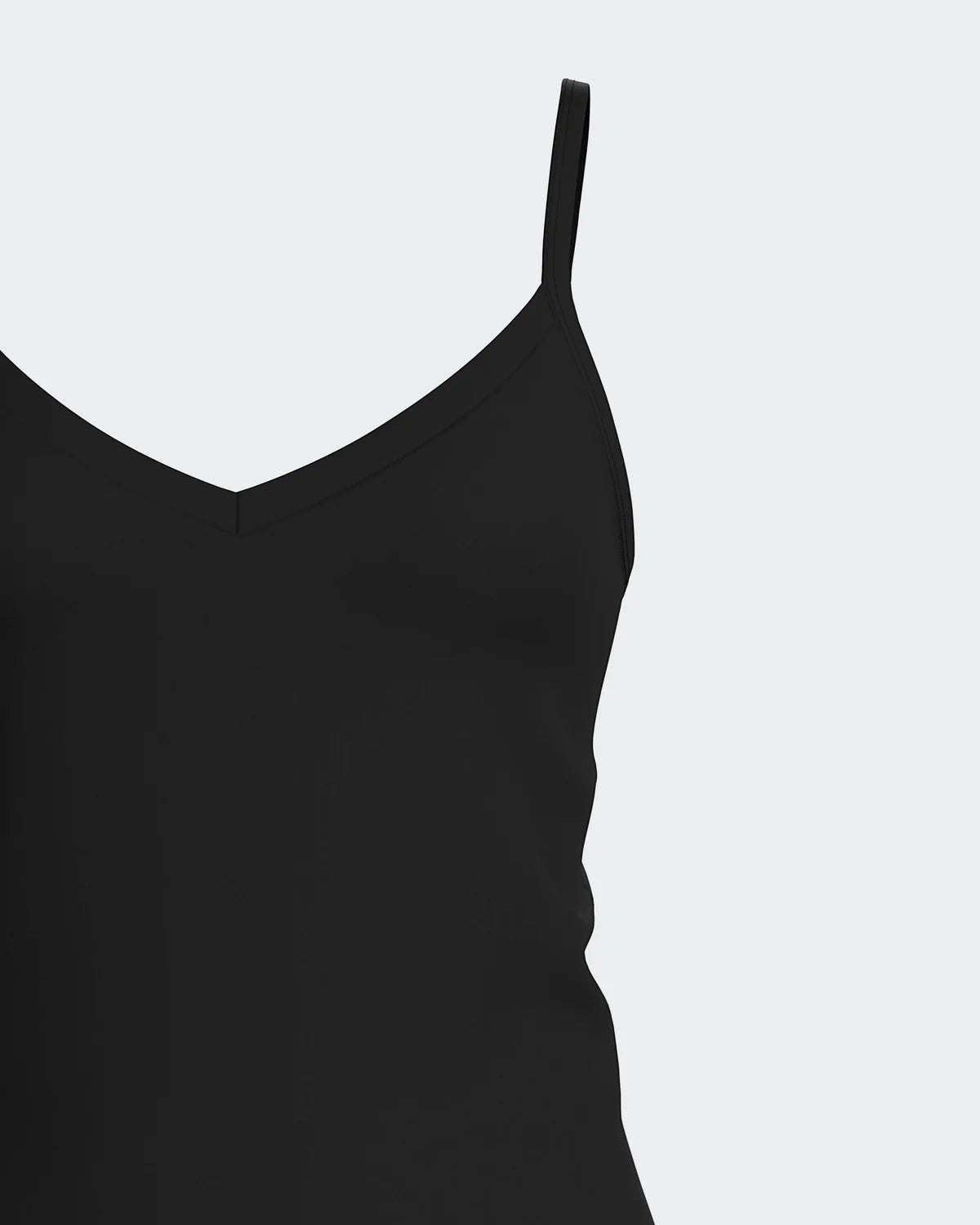Maison Sarava black V-neck tank top with adjustable straps, made from TENCEL Lyocell.