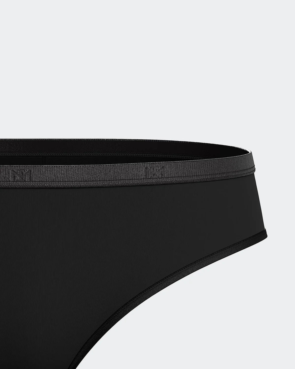 Maison Sarava black thong made from soft, breathable Lyocell with an elasticated waistband.