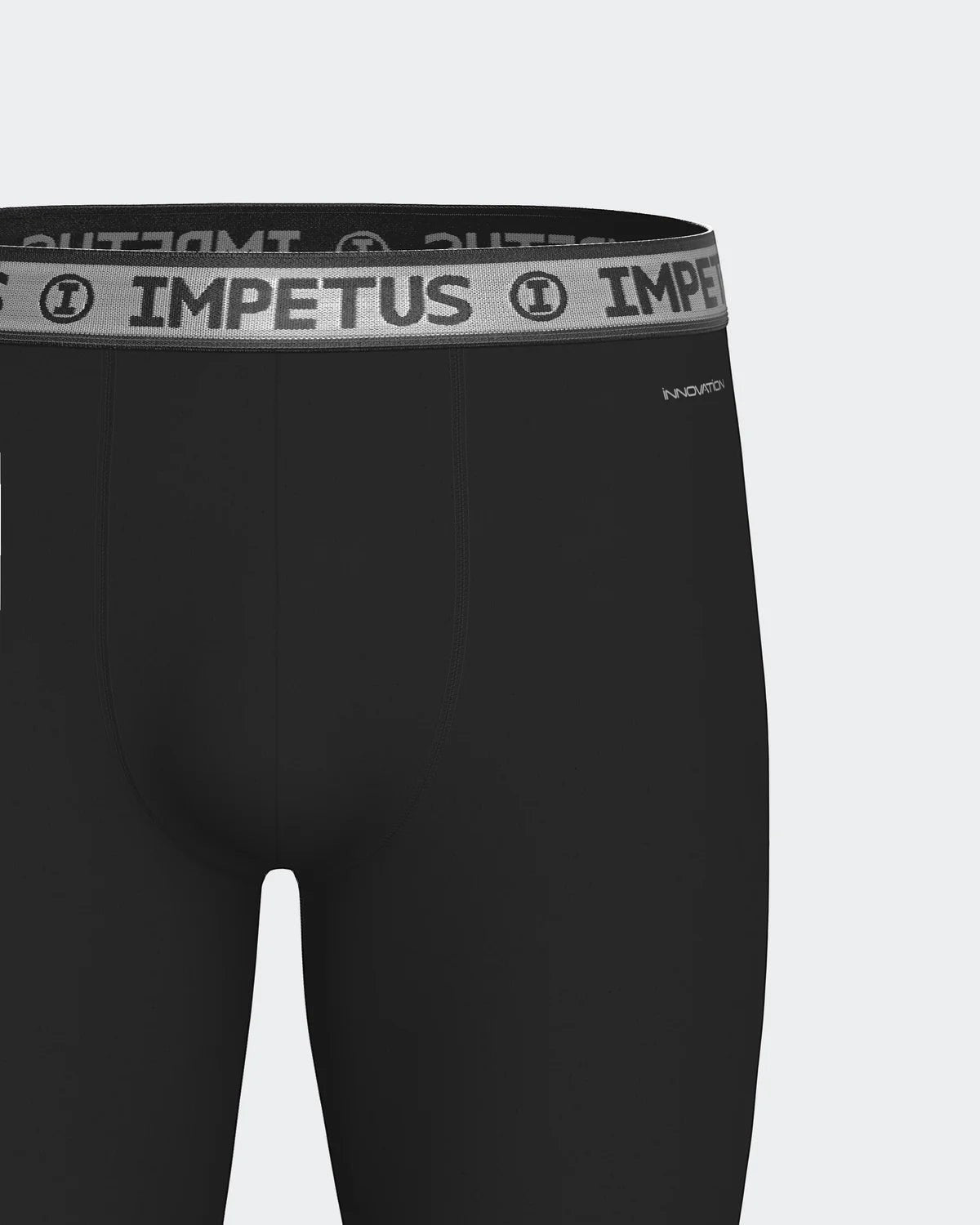 Maison Sarava black men's leggings with elastic waistband and 'Innovation' detail, made from cotton and viscose with Outlast technology.