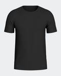 Maison Sarava black short-sleeved Merino wool and Lyocell t-shirt with a round neck.