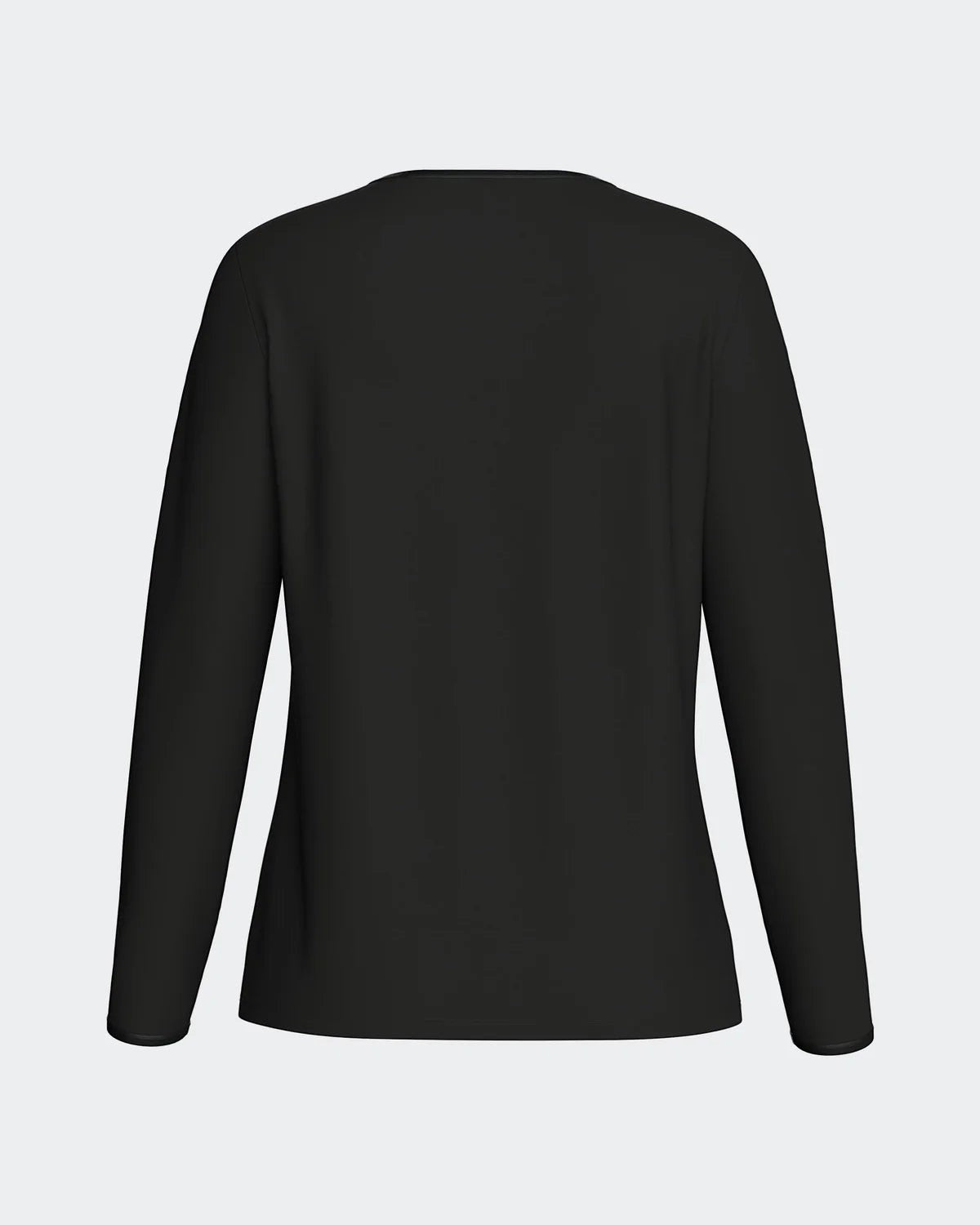 Maison Sarava black TENCEL™ Modal long sleeve lounge shirt with crew neck.