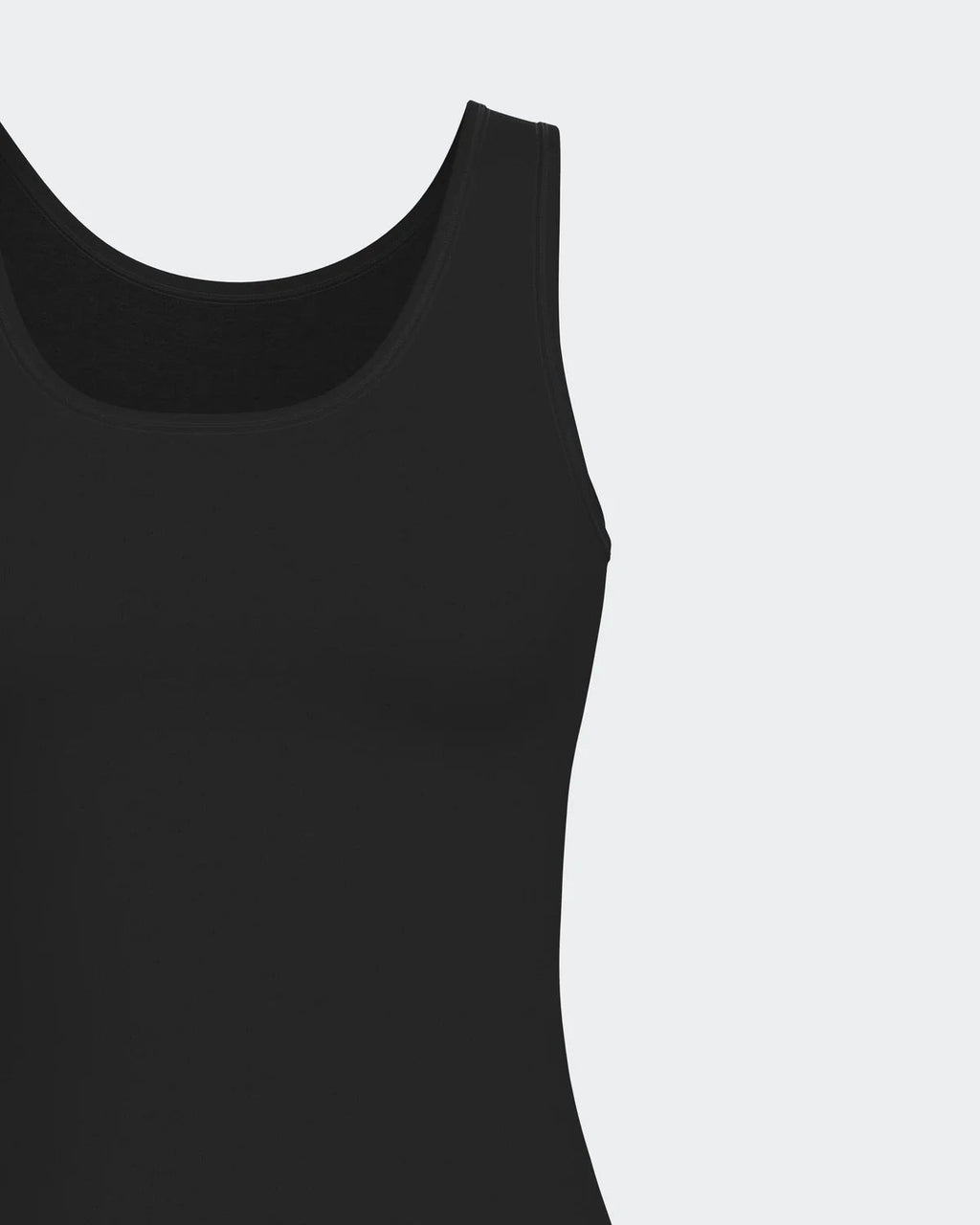 Maison Sarava black tank top made from cotton and viscose with Outlast® Adaptive Comfort® technology for heat regulation.