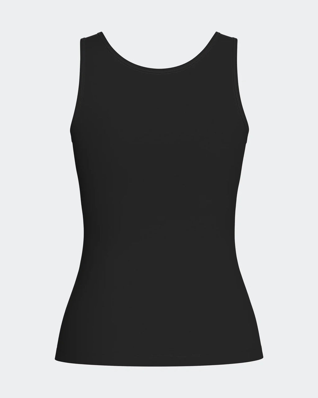 Maison Sarava black women's tank top made from cotton, viscose, and Outlast® Adaptive Comfort® for heat regulation.