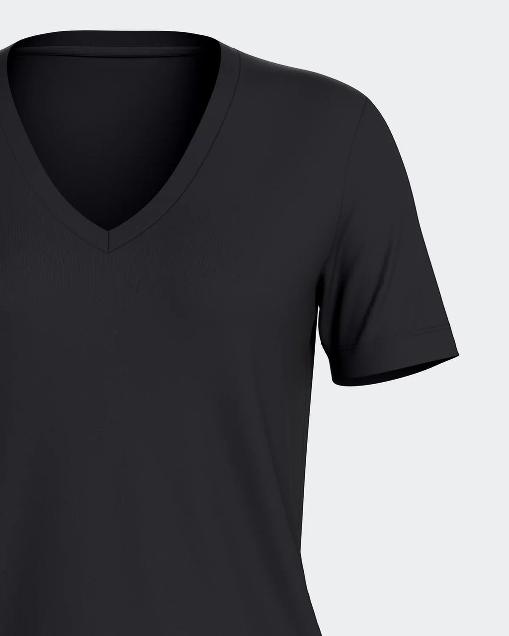 Maison Sarava women's black V-neck T-shirt made from soft, breathable TENCEL Lyocell.