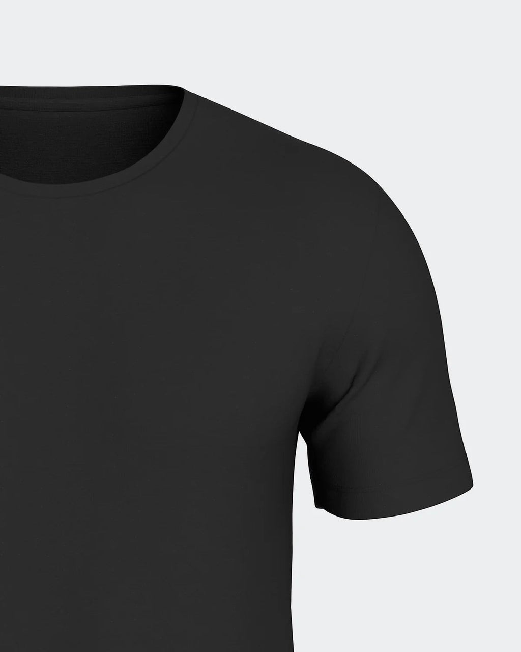 Maison Sarava black short-sleeved Merino wool and Lyocell t-shirt with a round neck.