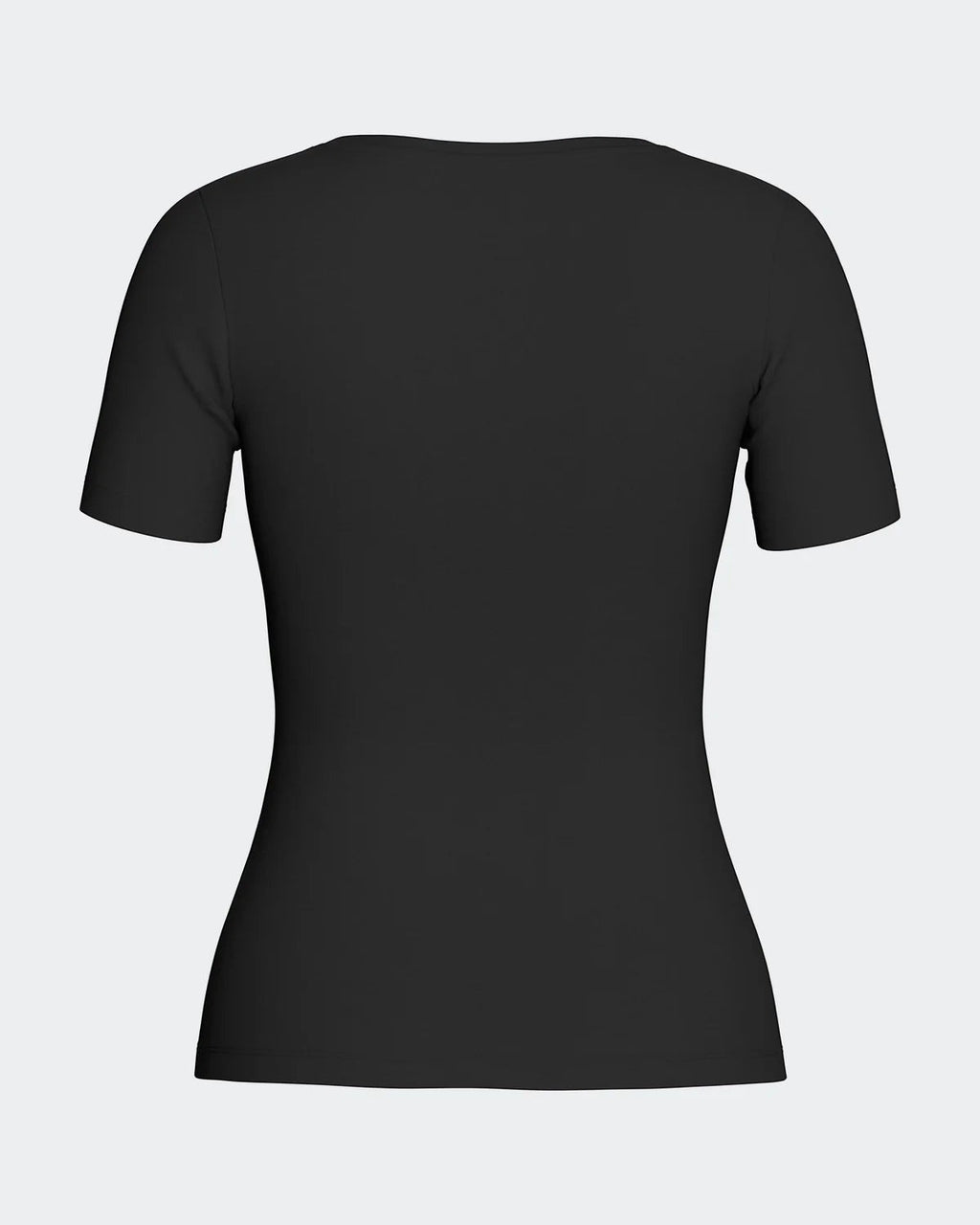 Maison Sarava black short sleeve V-neck t-shirt made from premium wool and Lyocell.