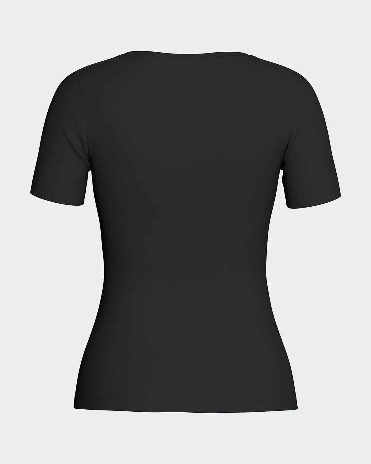 Maison Sarava black short sleeve V-neck t-shirt made from premium wool and Lyocell.