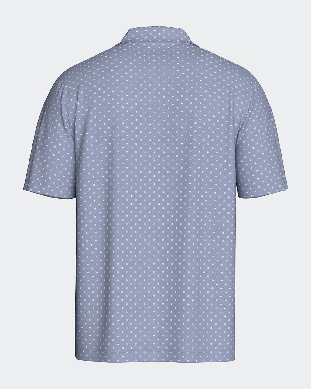 Maison Sarava men's blue 100% cotton short sleeve lounge set shirt with white micro dot pattern.