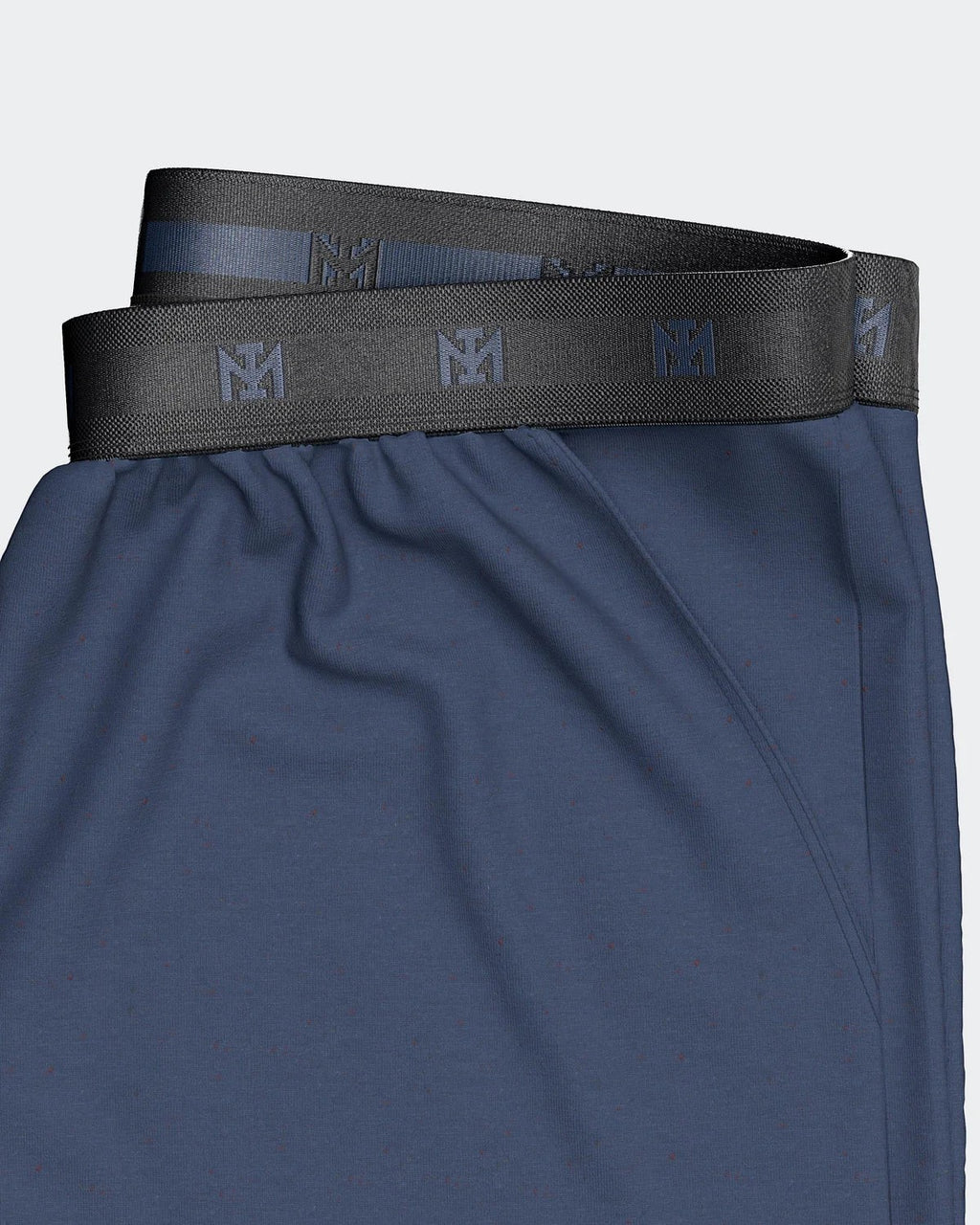 Maison Sarava men's blue 100% cotton lounge shorts with elasticated waistband and printed logo.